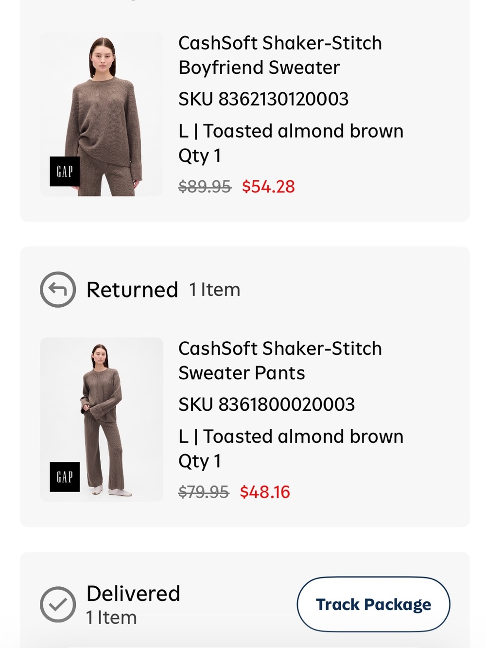 GAP CashSoft Shaker-Stitch Boyfriend Sweater and Pants - Toasted Almond Brown